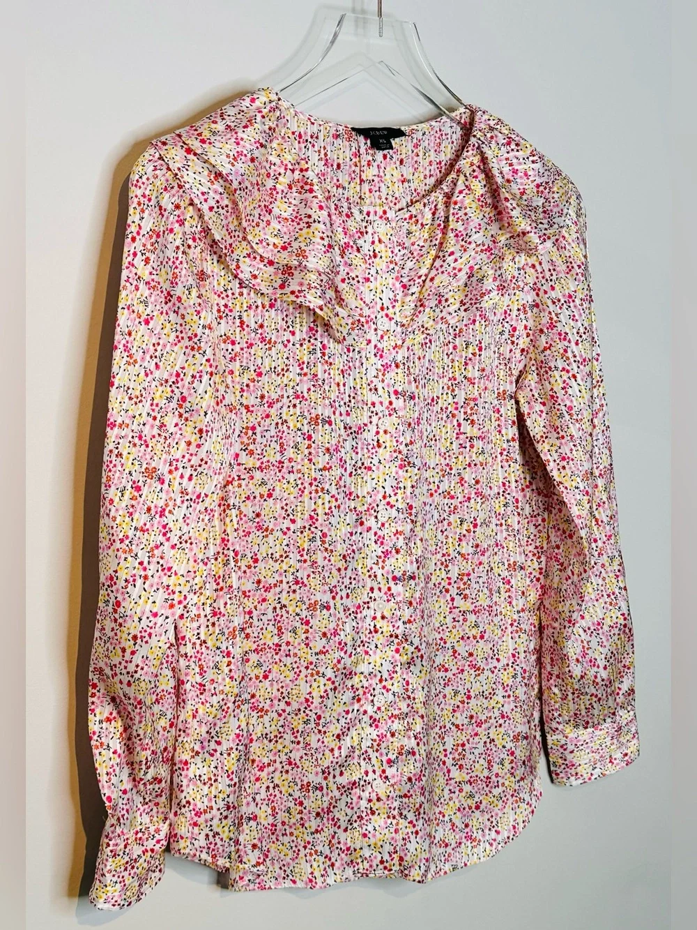 J.Crew Ruffle Field Day Floral Print Ivory Pink Blouse Shirt Top NWT